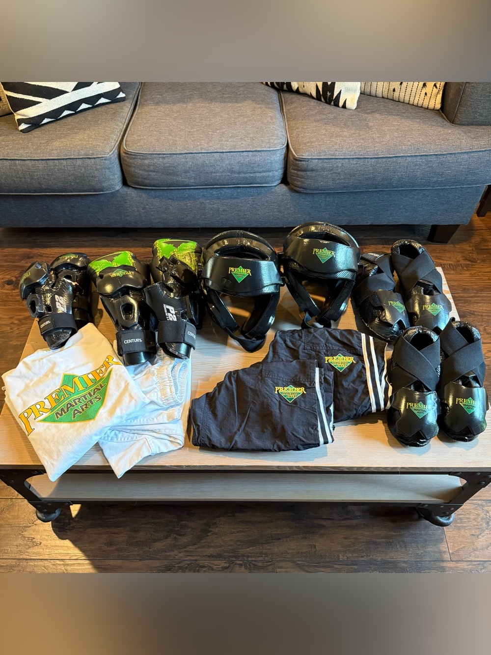 Premier Martial Arts Black Protective Gear Set - Headgear, Gloves & Shin Guards